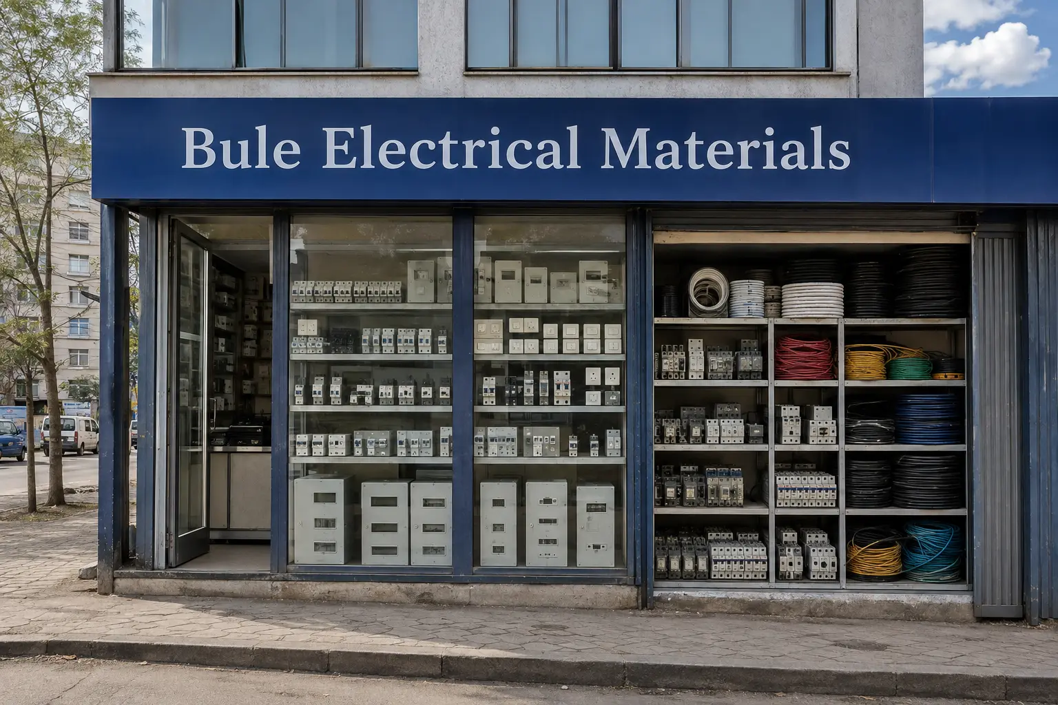 Bule Electrical Materials storefront and electrical product showroom in Addis Ababa
